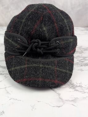 ​Wyoming Traders 100% Virgin Wool Plaid Stormer Hat Sz 7-1/4